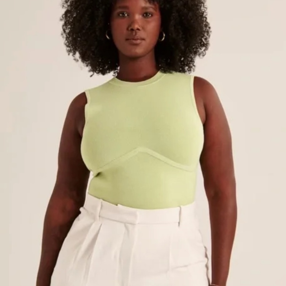 Abercrombie & Fitch Green Knit Corset Tank Top - Lime Green, S